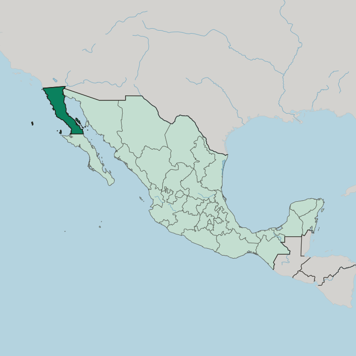 Map showing Estado de Baja California — In Mexico