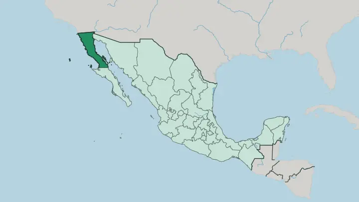 Map of Estado de Baja California in Mexico