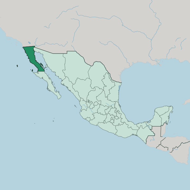 Map showing Estado de Baja California — In Mexico