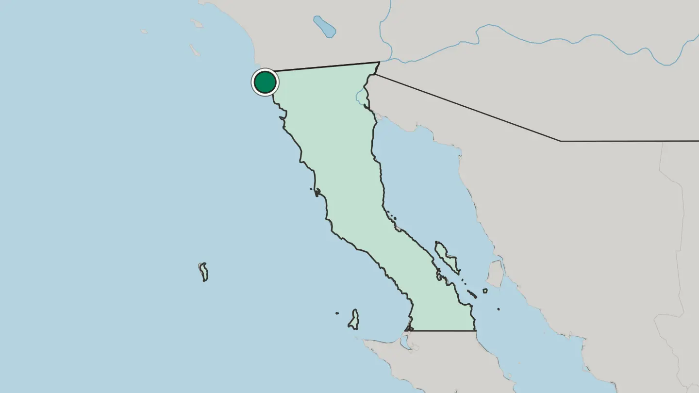 Map of Rosarito in Mexico
