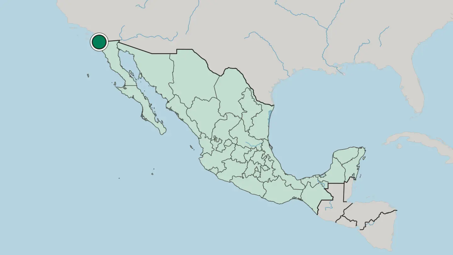 Map of Tijuana in Mexico