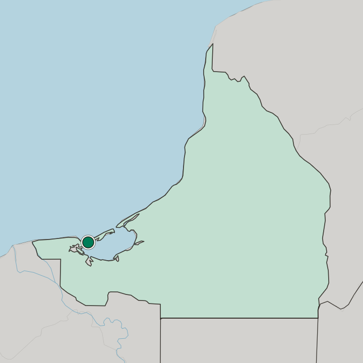 Map showing Ciudad del Carmen — In Estado de Campeche