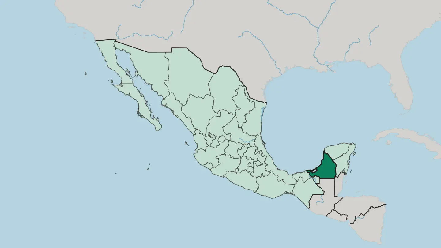 Map of Estado de Campeche in Mexico