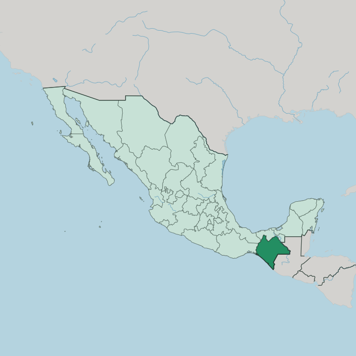 Map showing Estado de Chiapas — In Mexico