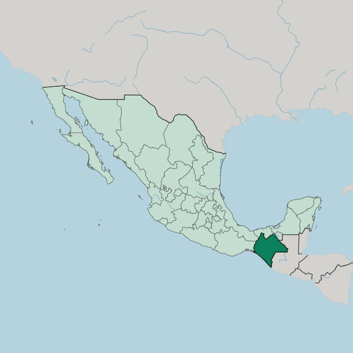 Map showing Estado de Chiapas — In Mexico