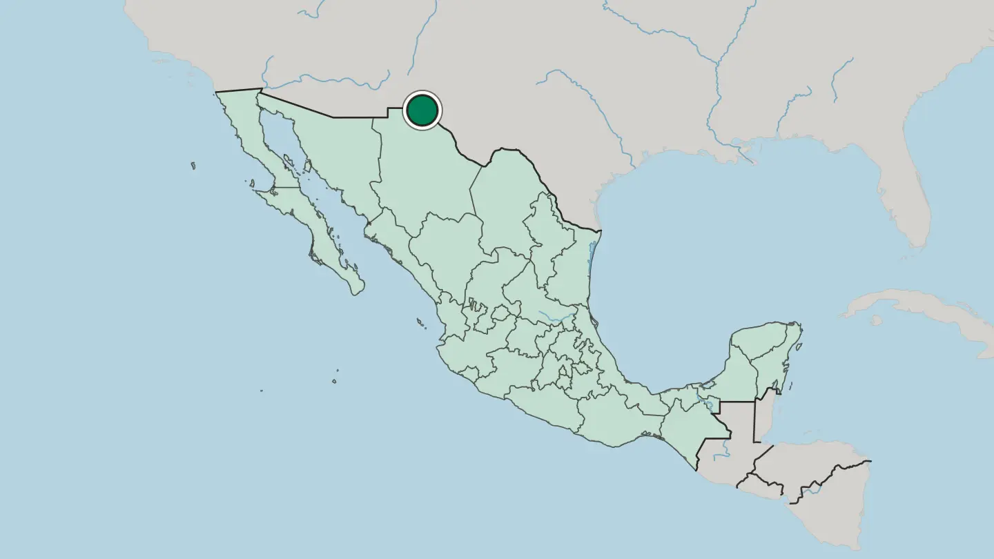 Map of Ciudad Juárez in Mexico