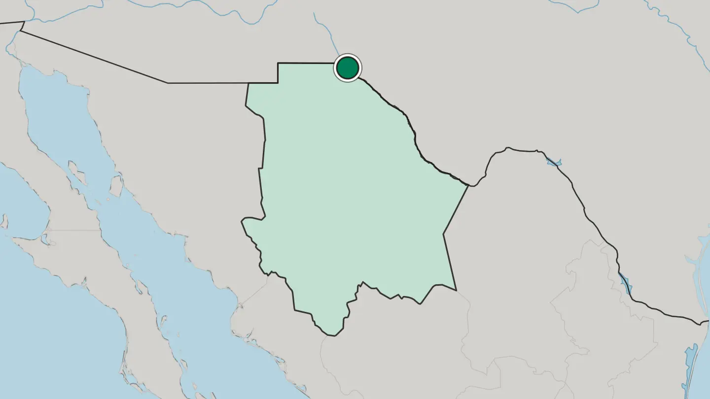 Map of Ciudad Juárez in Mexico