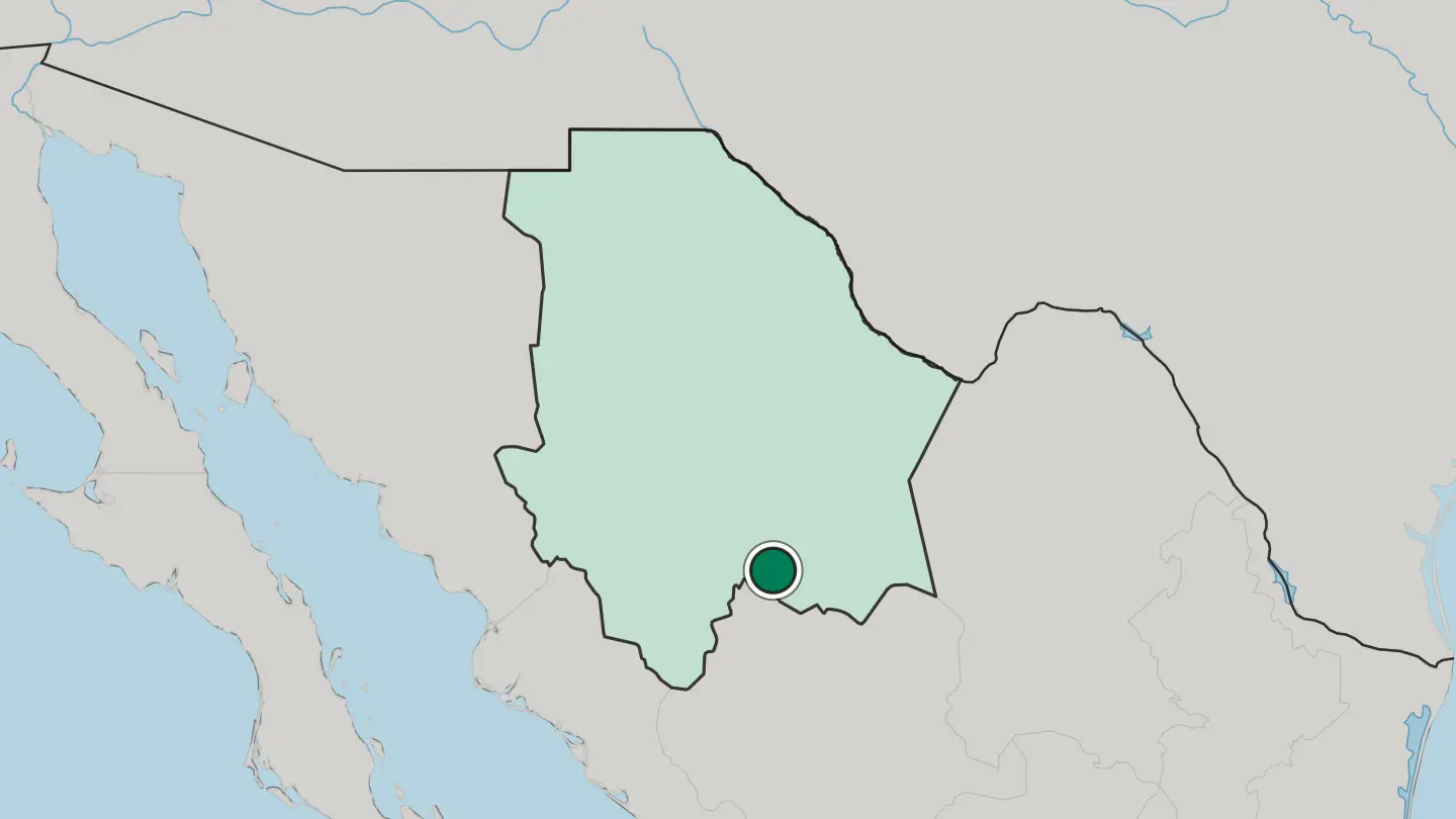 Map of Hidalgo del Parral in Mexico