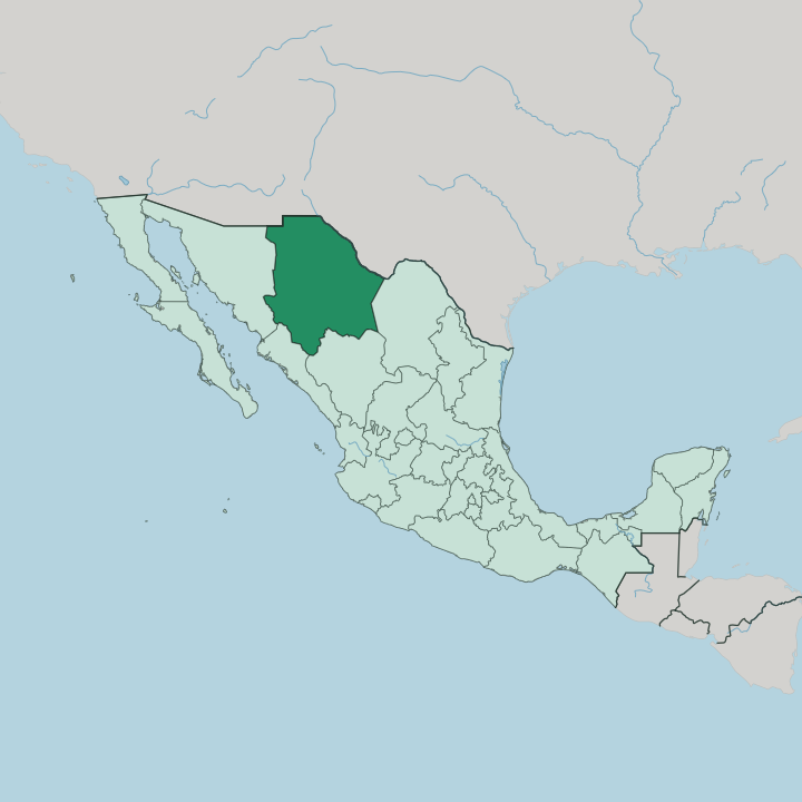 Map showing Estado de Chihuahua — In Mexico