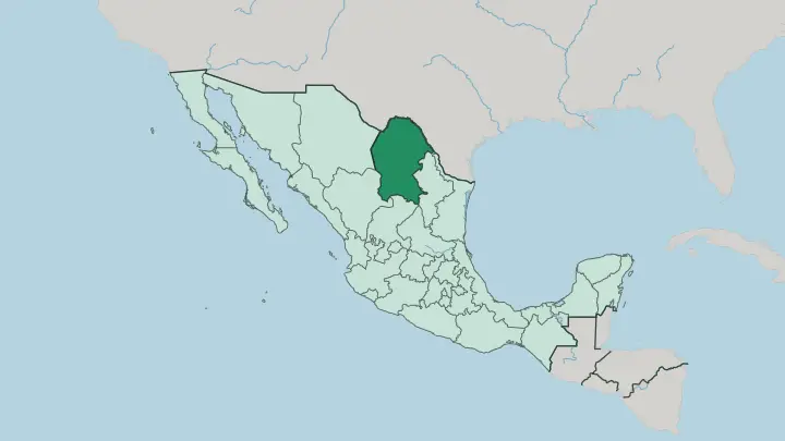 Map of Estado de Coahuila de Zaragoza in Mexico