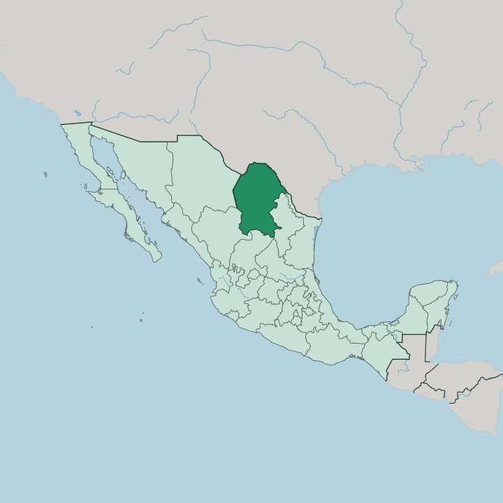 Map showing Estado de Coahuila de Zaragoza — In Mexico