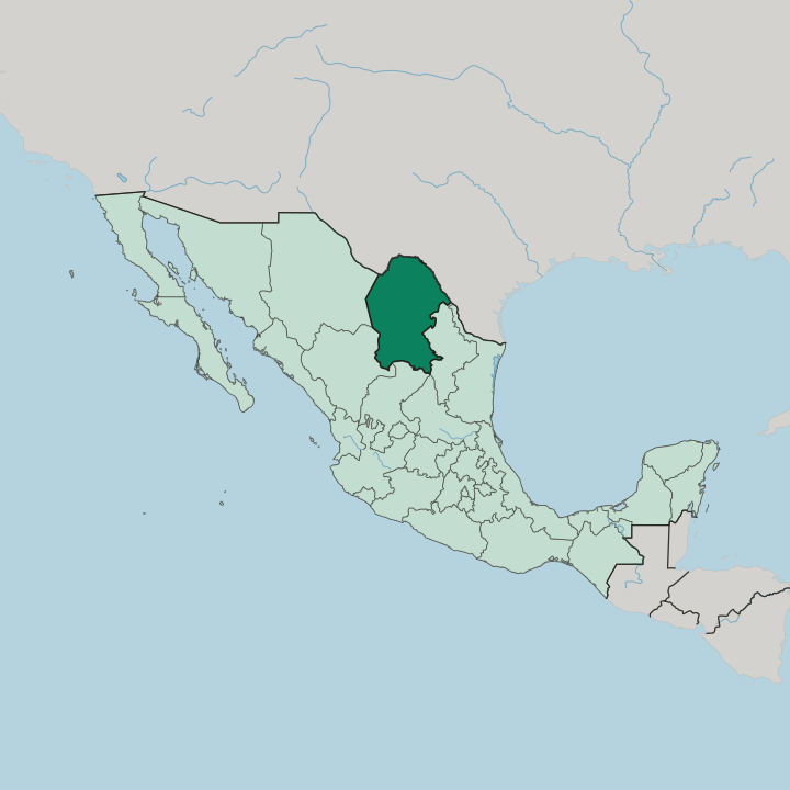 Map showing Estado de Coahuila de Zaragoza — In Mexico