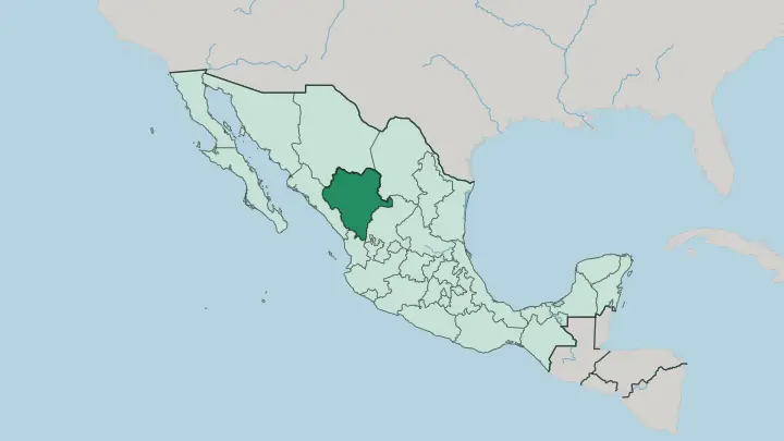 Map of Estado de Durango in Mexico