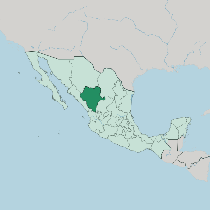 Map showing Estado de Durango — In Mexico