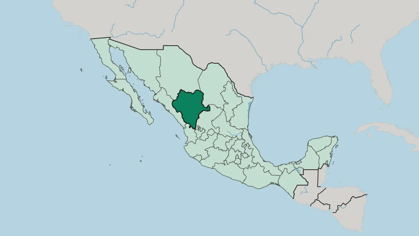 Map of Estado de Durango in Mexico