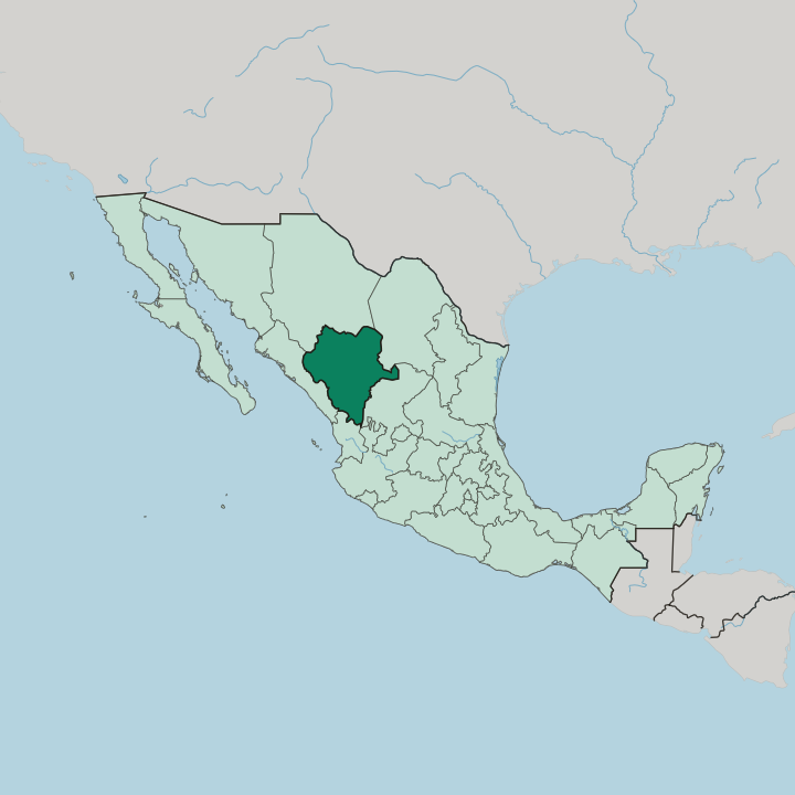Map showing Estado de Durango — In Mexico