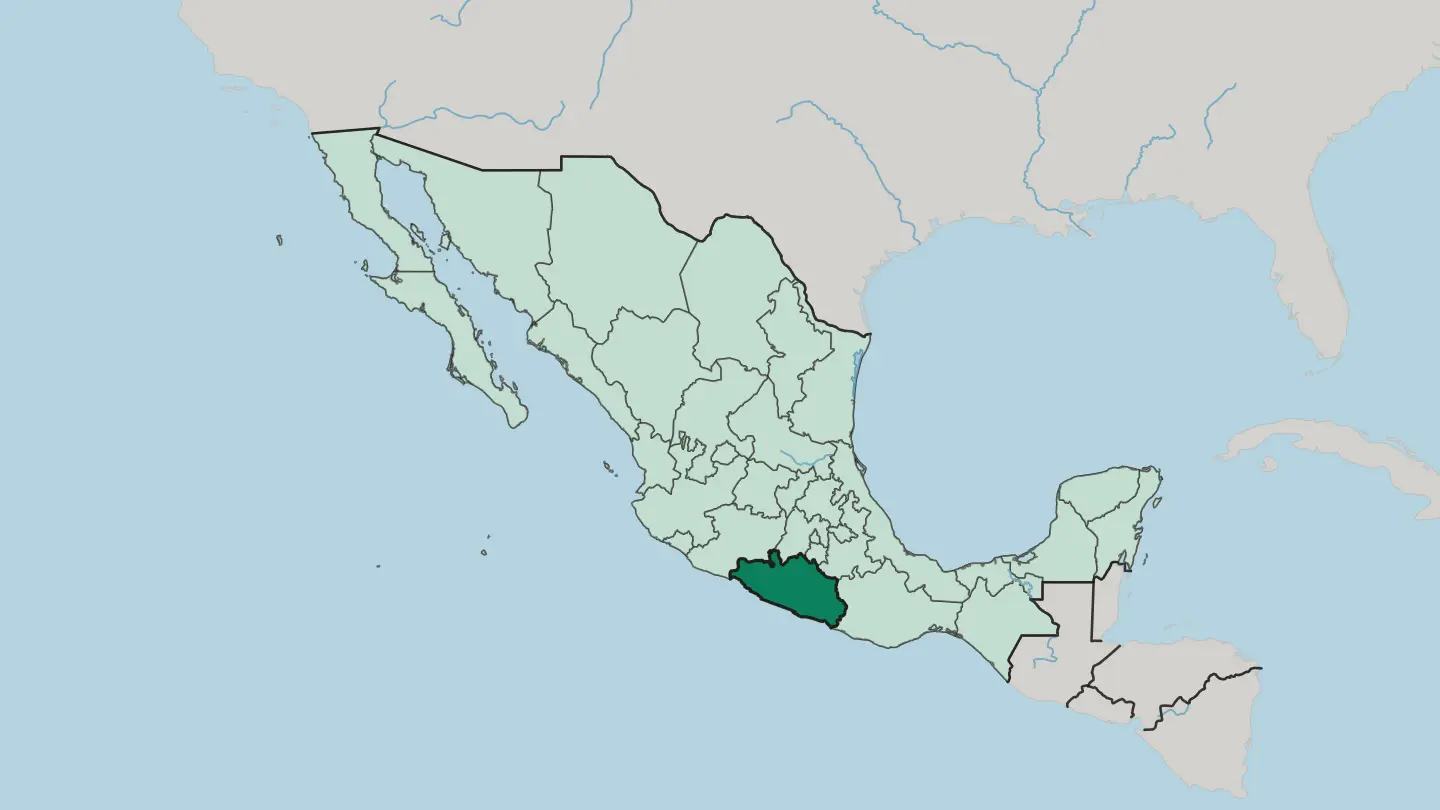 Map of Estado de Guerrero in Mexico