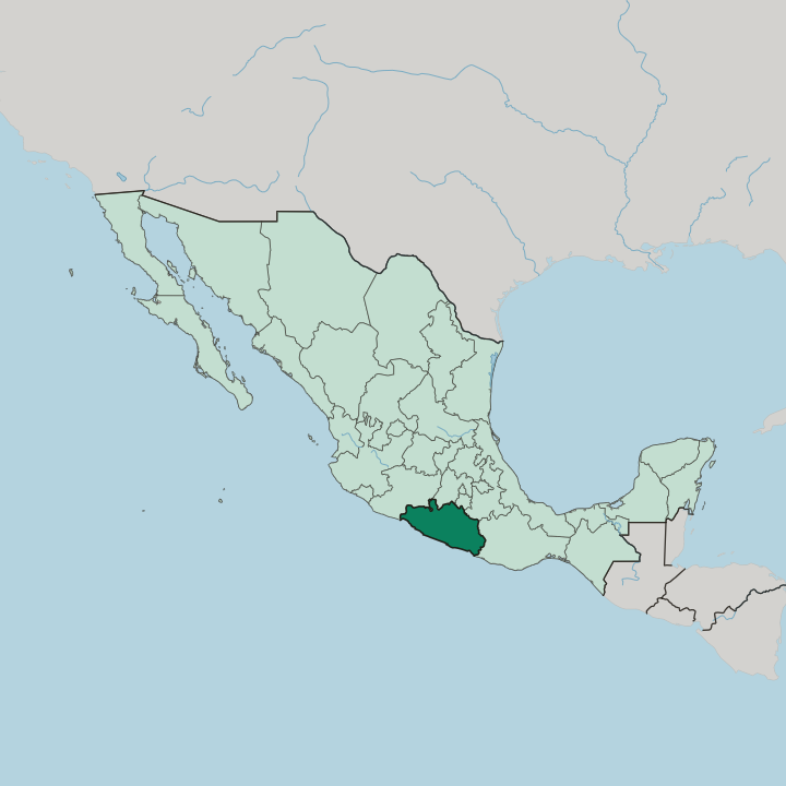 Map showing Estado de Guerrero — In Mexico