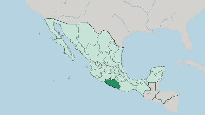 Map of Estado de Guerrero in Mexico