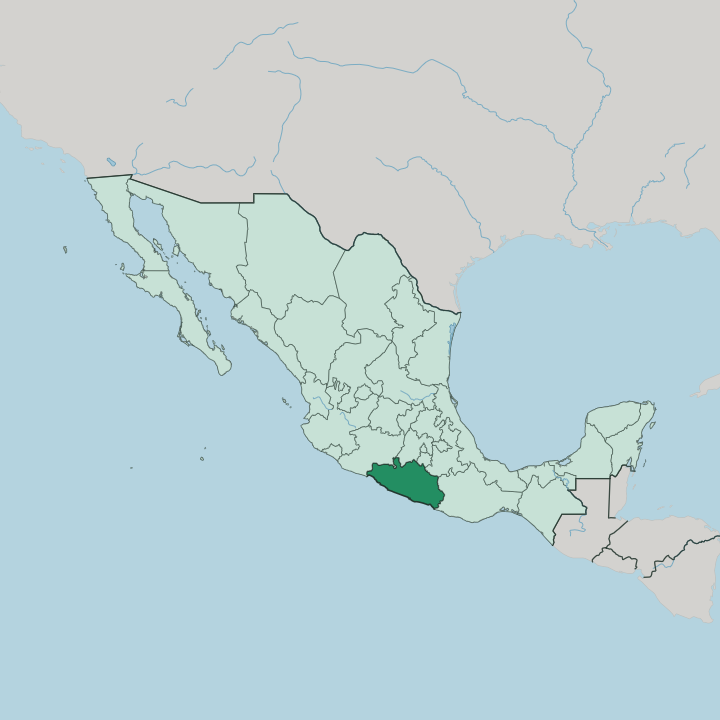 Map showing Estado de Guerrero — In Mexico