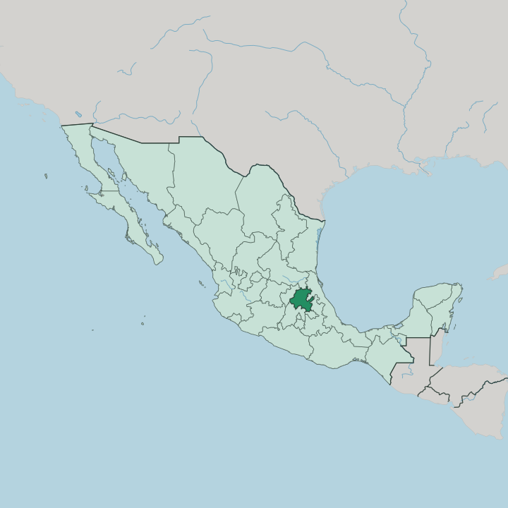 Map showing Estado de Hidalgo — In Mexico