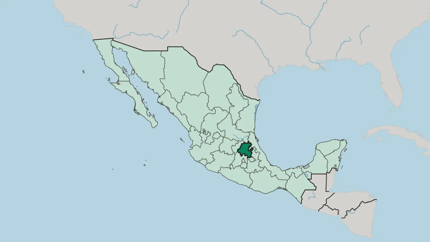 Map of Estado de Hidalgo in Mexico