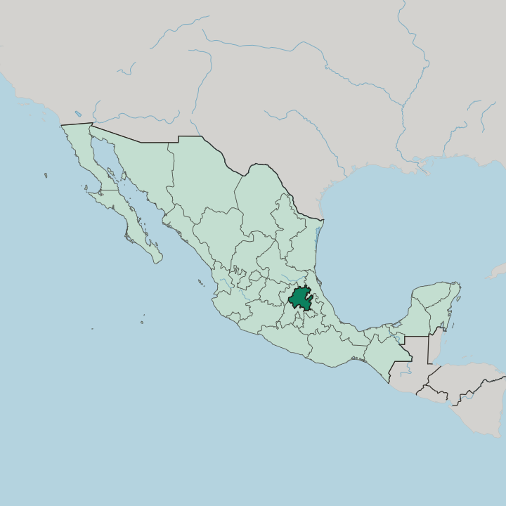 Map showing Estado de Hidalgo — In Mexico