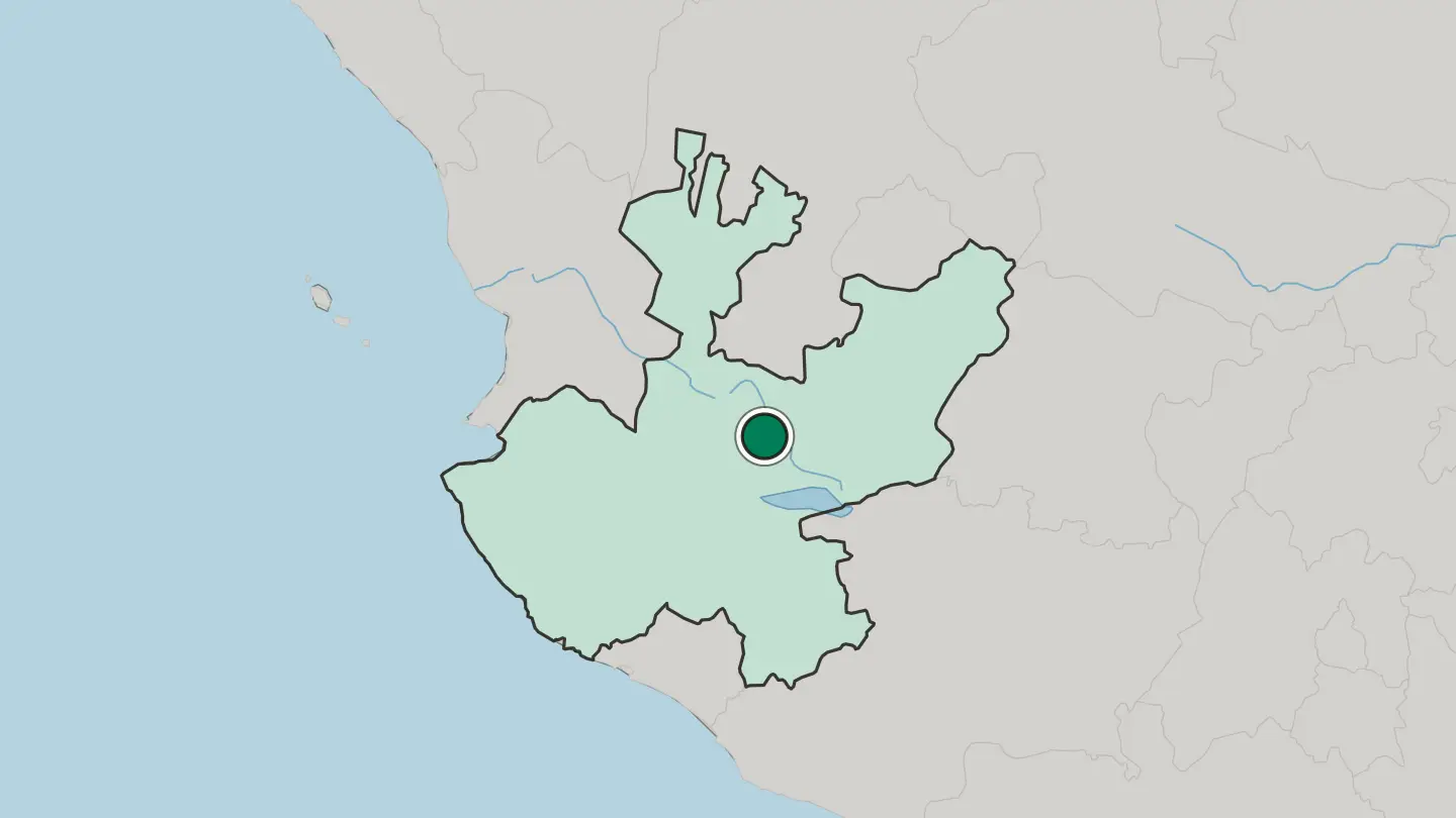 Map of Guadalajara in Mexico