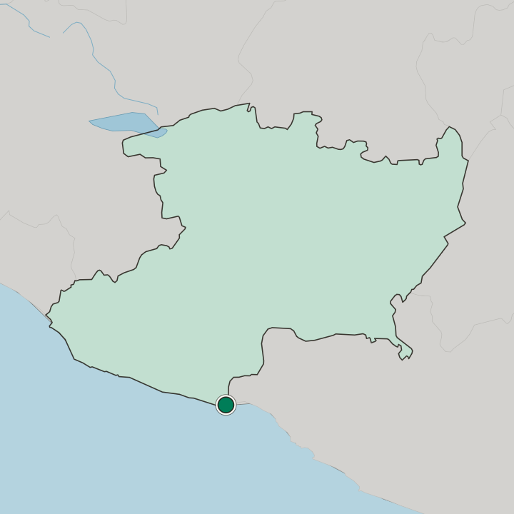 Map showing Ciudad Lázaro Cárdenas — In Estado de Michoacán de Ocampo
