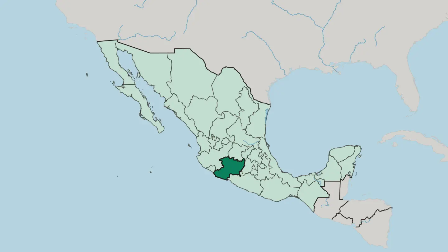 Map of Estado de Michoacán de Ocampo in Mexico