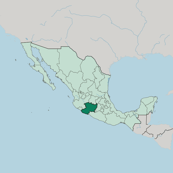 Map showing Estado de Michoacán de Ocampo — In Mexico