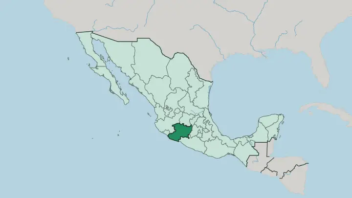 Map of Estado de Michoacán de Ocampo in Mexico