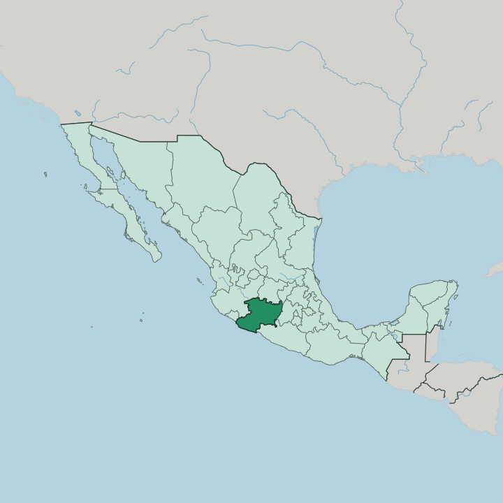 Map showing Estado de Michoacán de Ocampo — In Mexico