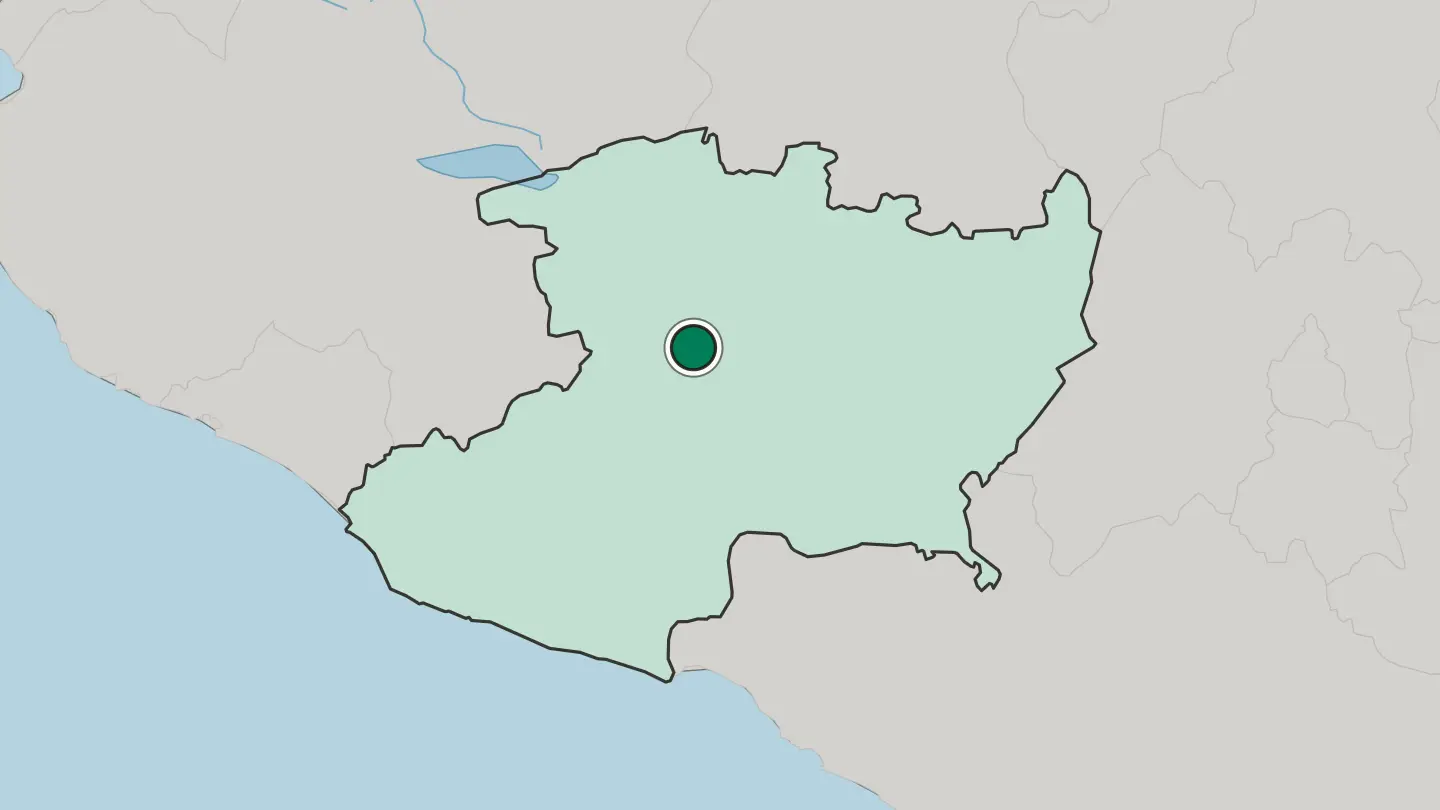 Map of Uruapan in Mexico
