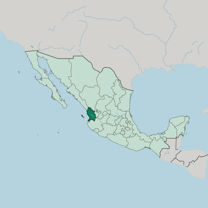 Map showing Estado de Nayarit — In Mexico