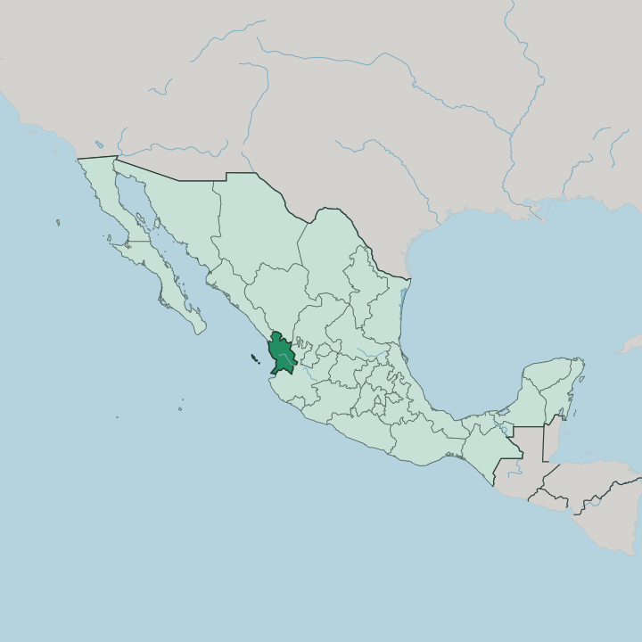 Map showing Estado de Nayarit — In Mexico