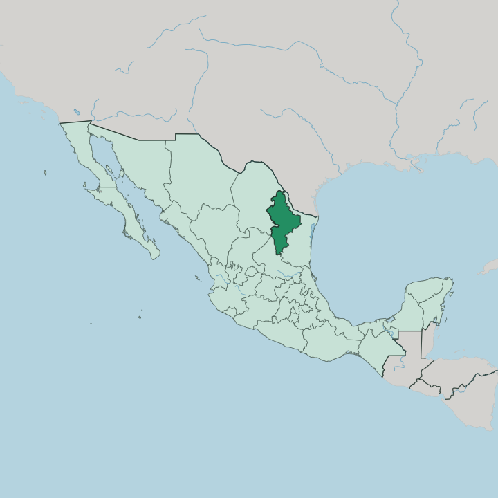 Map showing Estado de Nuevo León — In Mexico