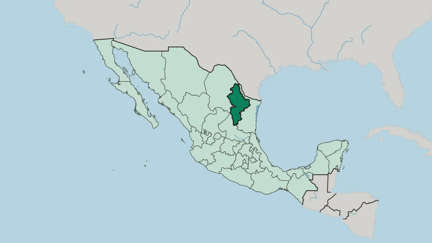 Map of Estado de Nuevo León in Mexico