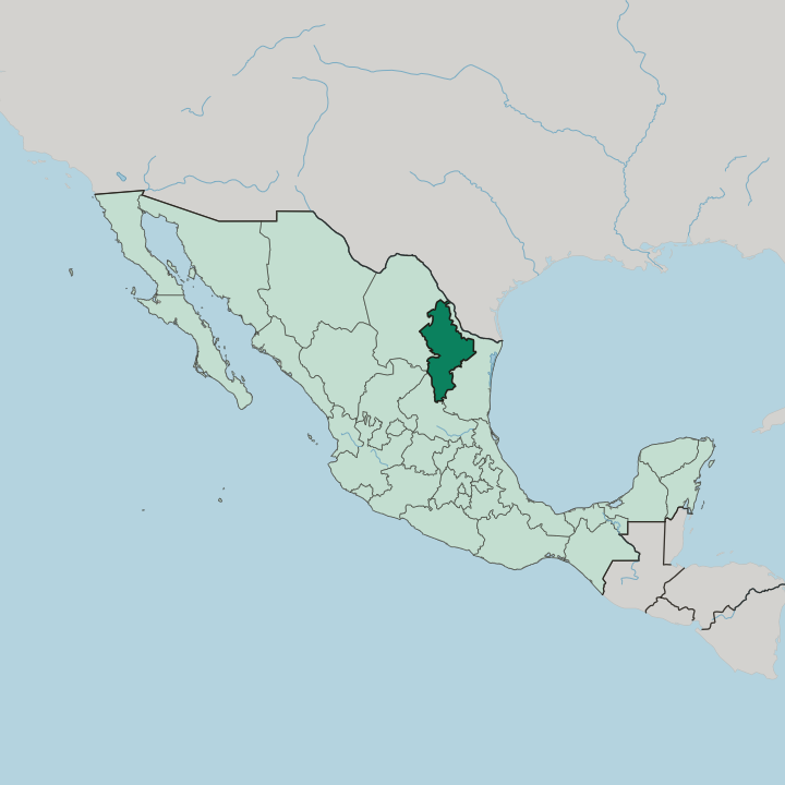 Map showing Estado de Nuevo León — In Mexico