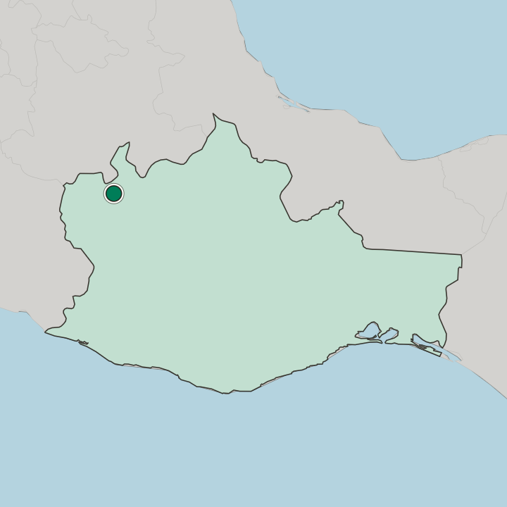 Map showing Ciudad de Huajuapan de León — In Estado de Oaxaca