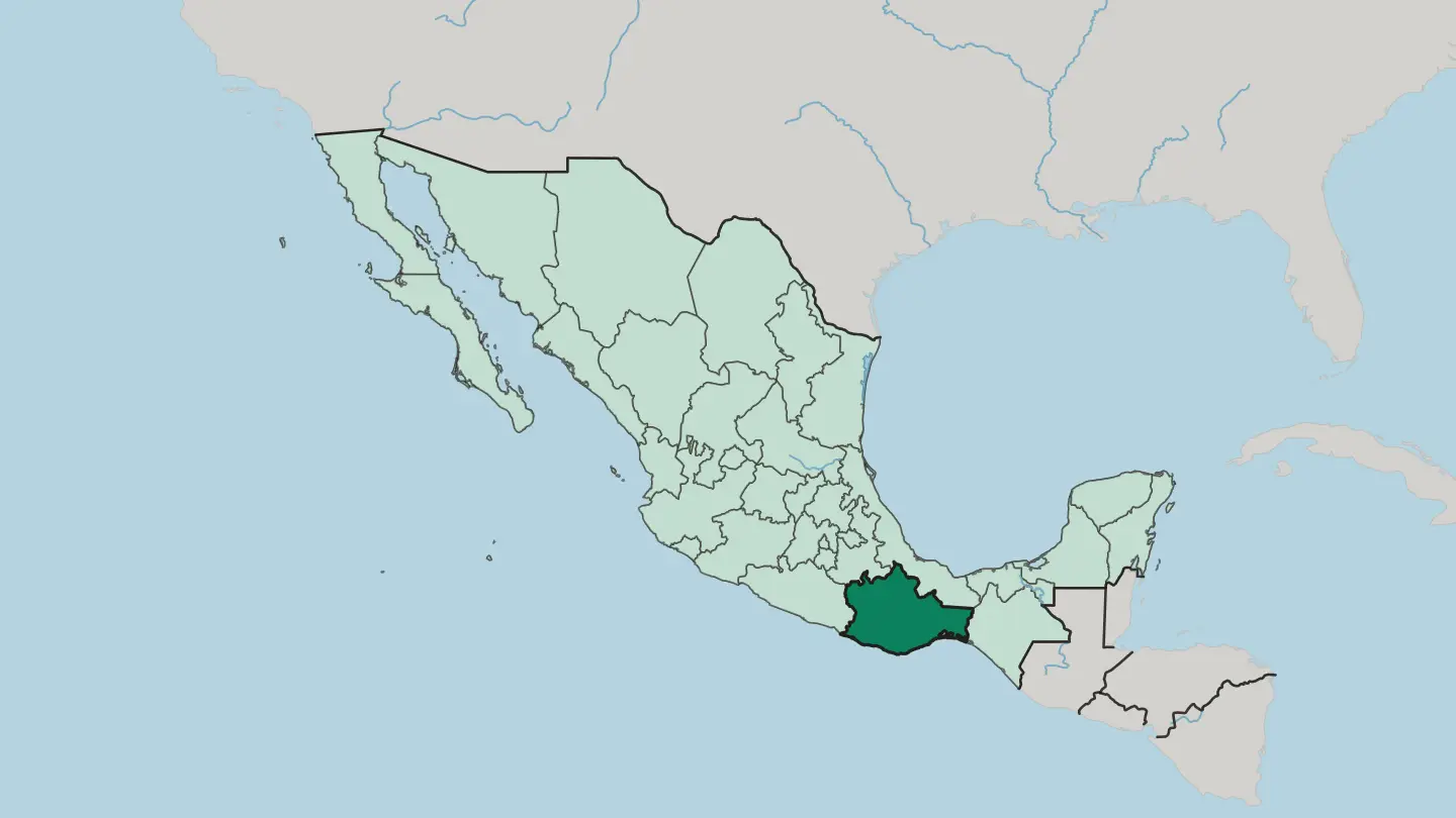 Map of Estado de Oaxaca in Mexico