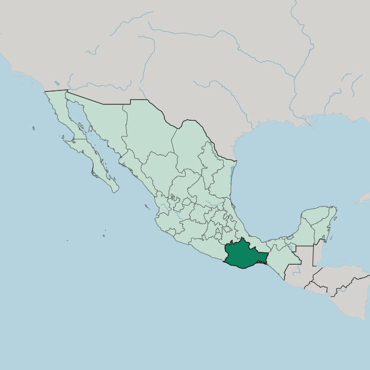 Map showing Estado de Oaxaca — In Mexico