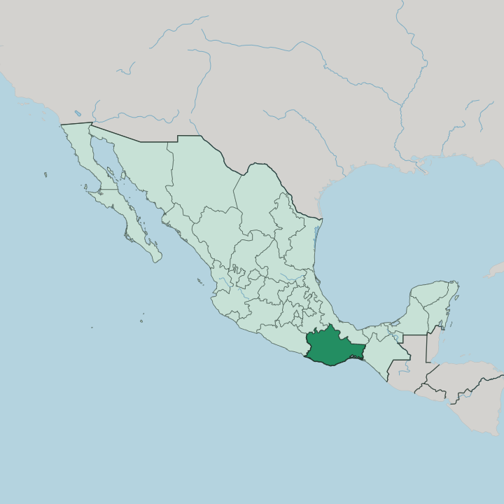 Map showing Estado de Oaxaca — In Mexico