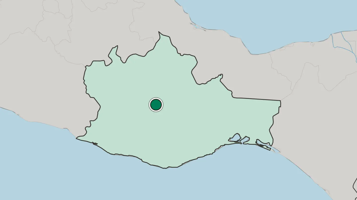 Map of Oaxaca in Mexico