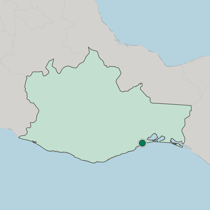 Map showing Salina Cruz — In Estado de Oaxaca