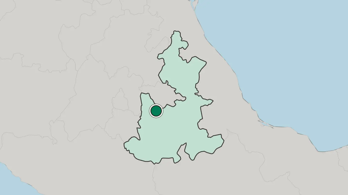 Map of Cholula in Mexico