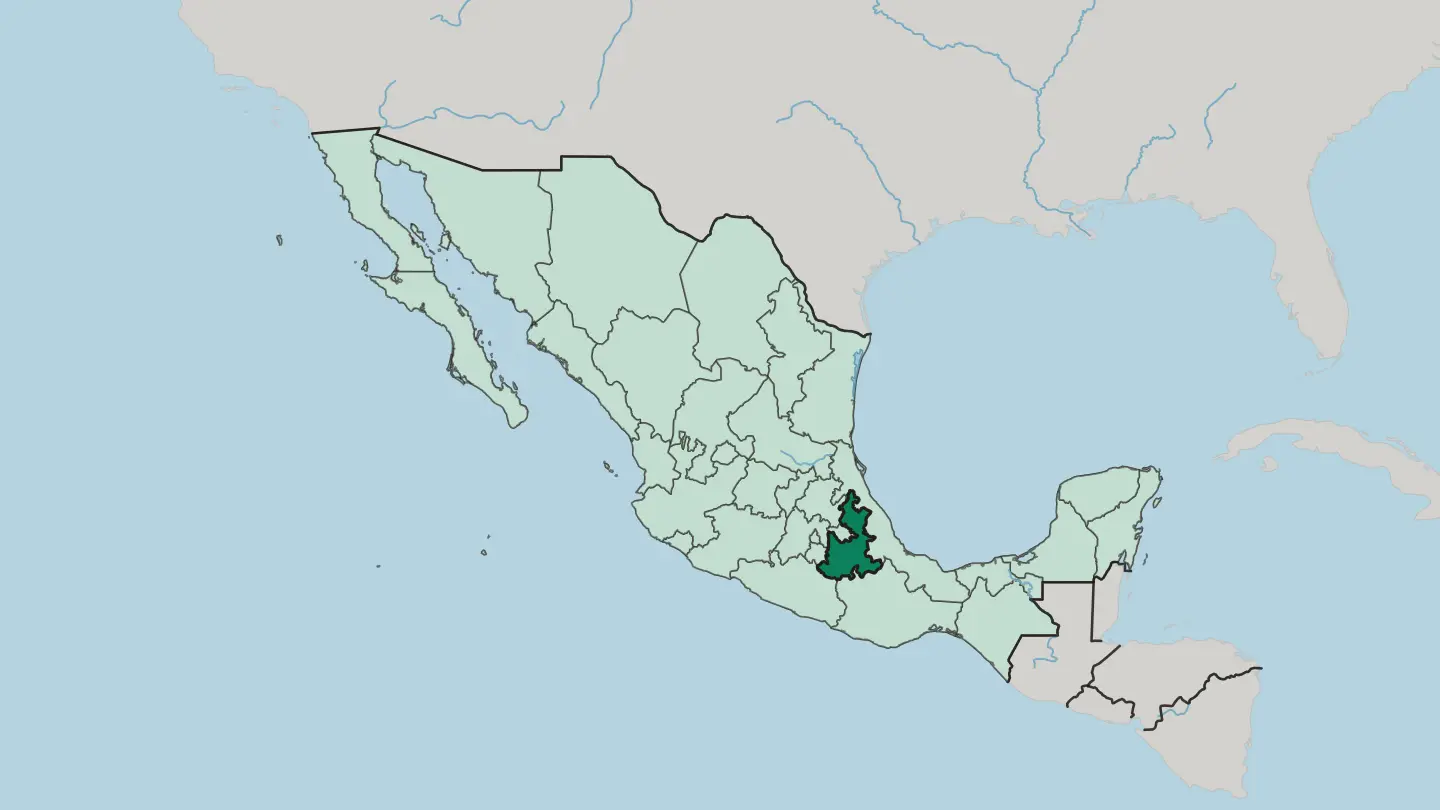 Map of Estado de Puebla in Mexico