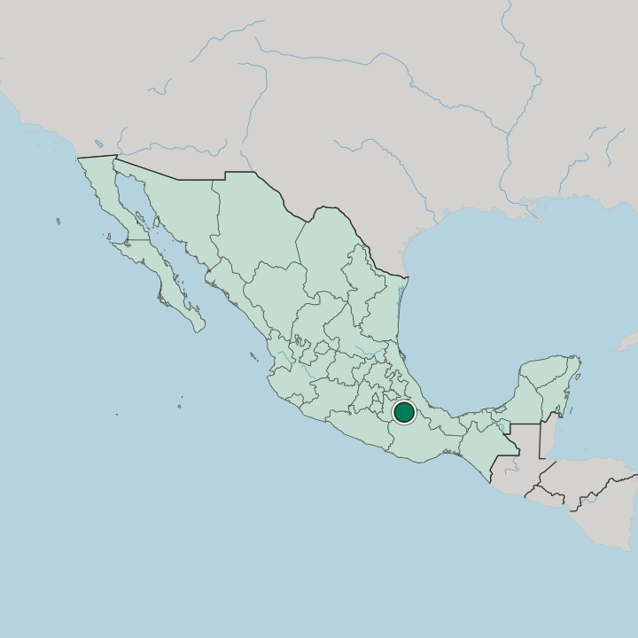 Map showing Tehuacán — In Mexico
