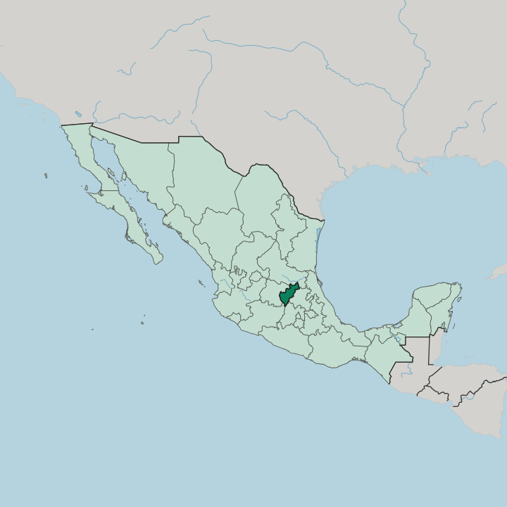 Map showing Estado de Querétaro — In Mexico