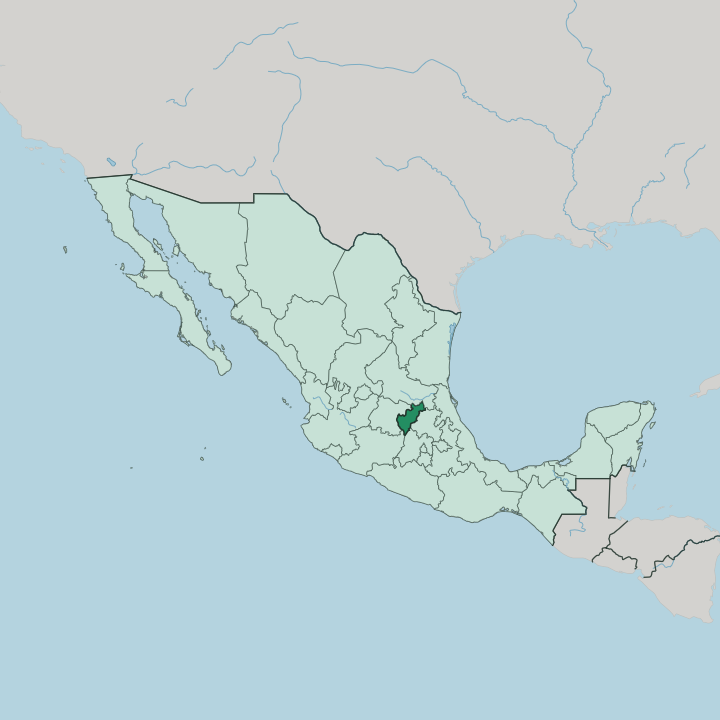 Map showing Estado de Querétaro — In Mexico